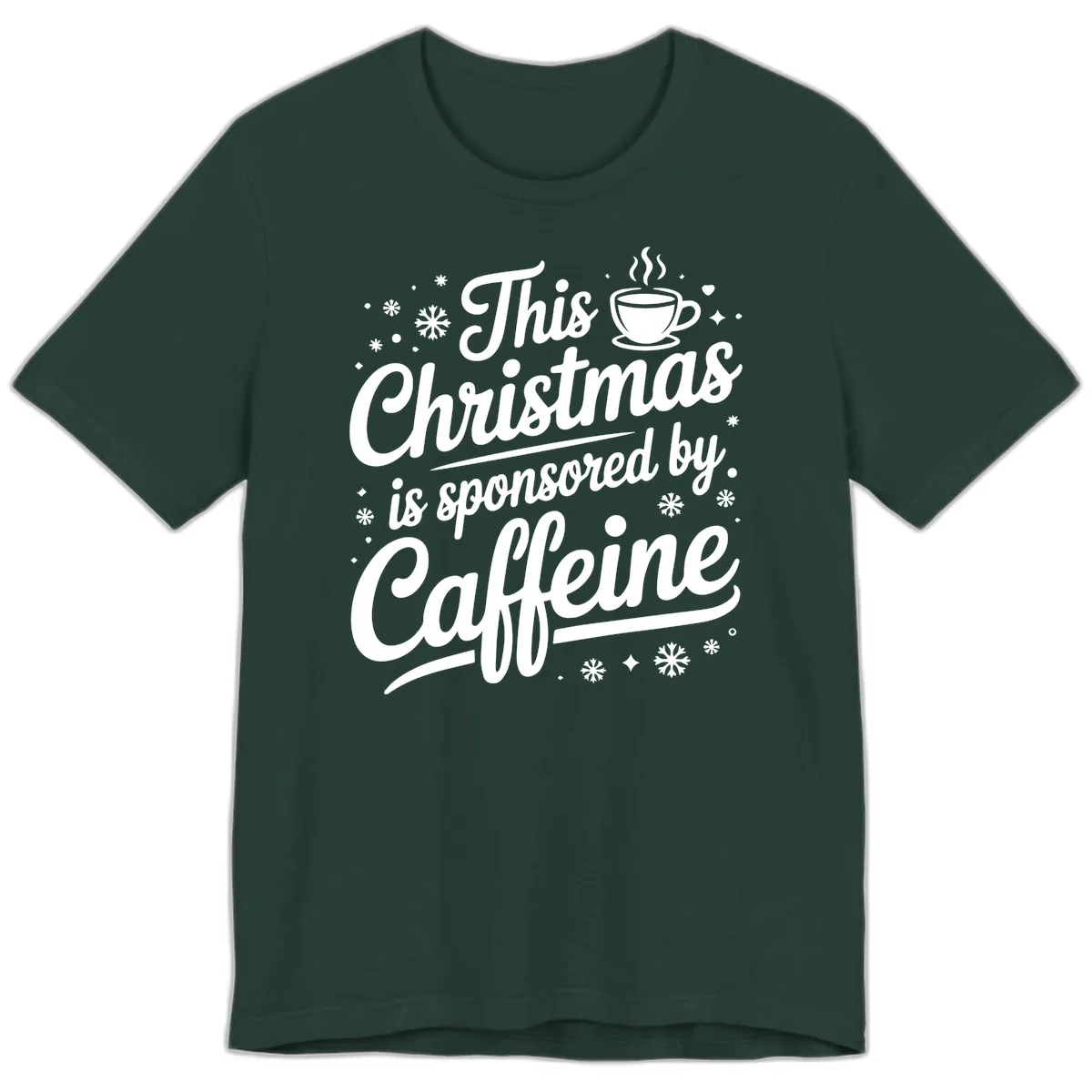 Christmas Caffeine Sponsored Design Premium T-Shirt in Forest