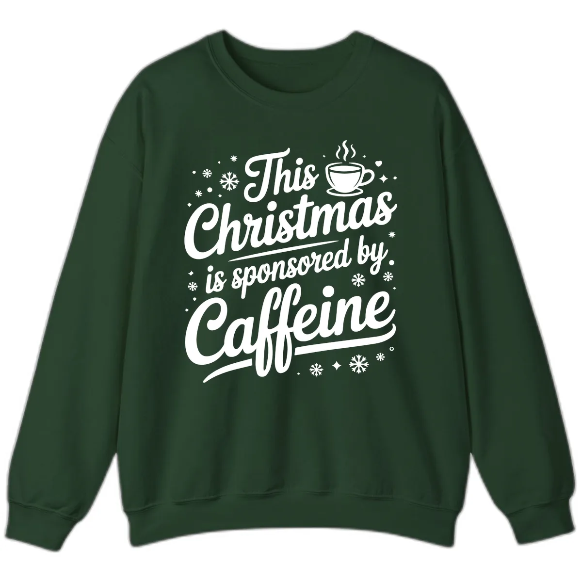 Christmas Caffeine Sponsored Design Sweatshirt in Forest Green