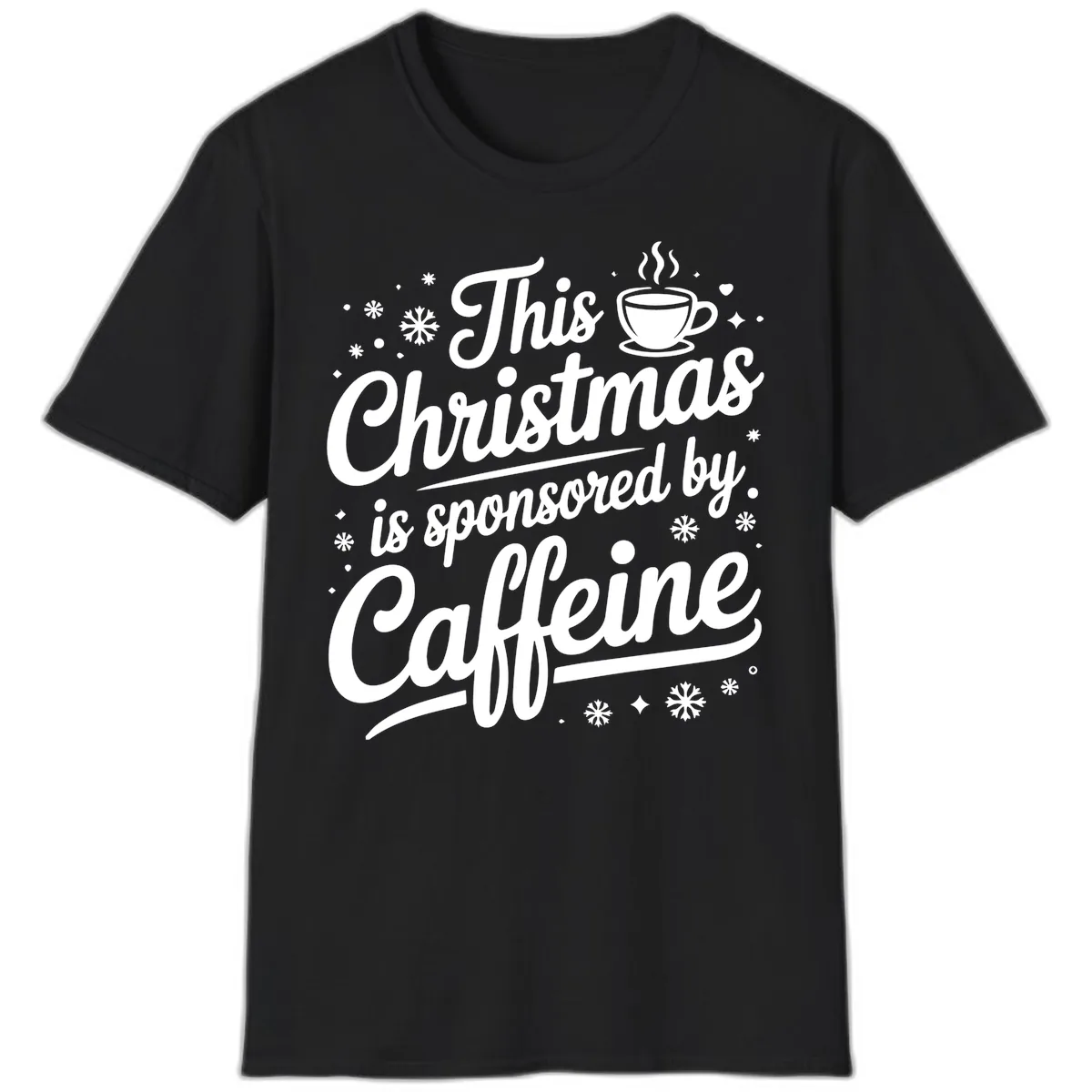 Christmas Caffeine Sponsored Design T-Shirt in Black