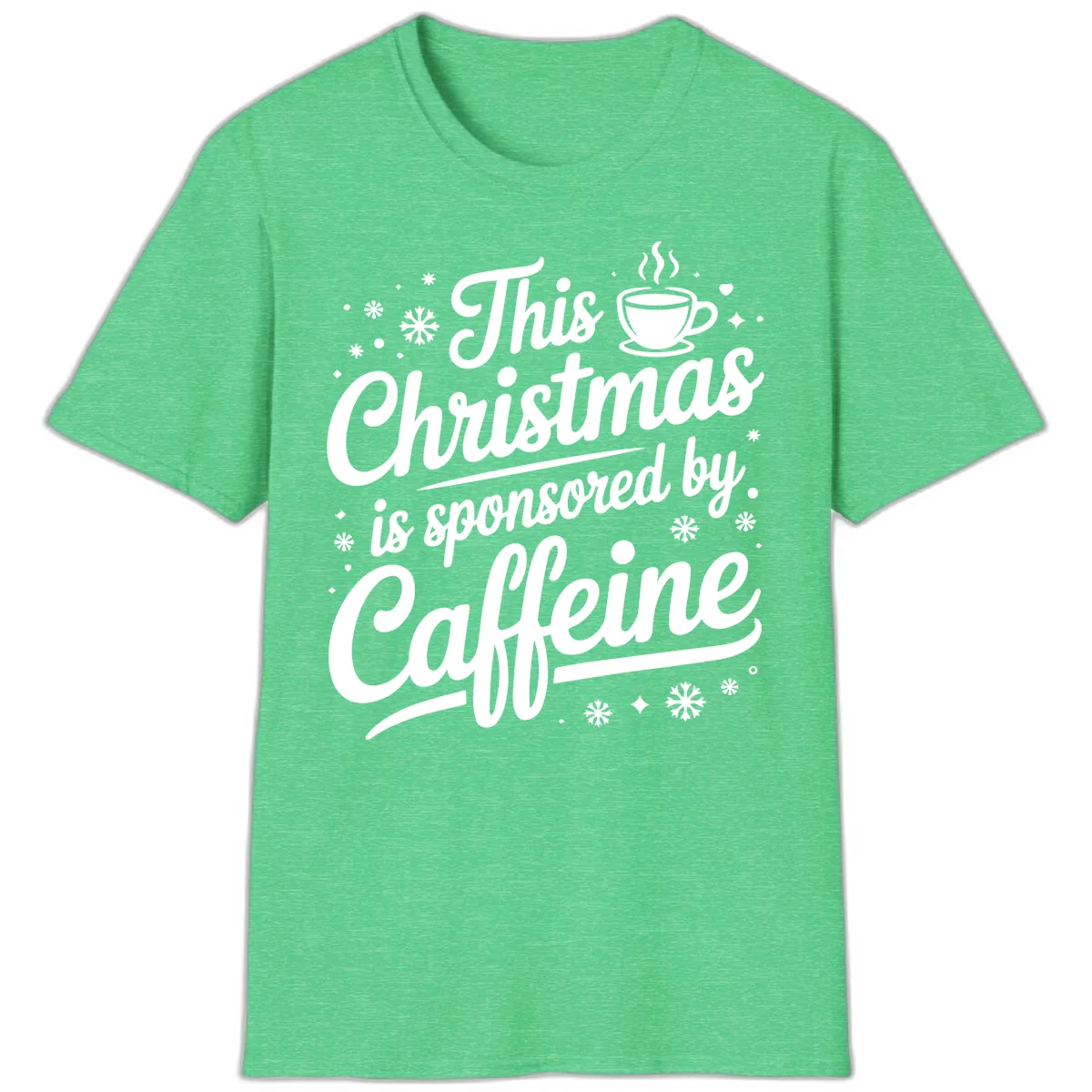 Christmas Caffeine Sponsored Design T-Shirt in Heather Irish Green