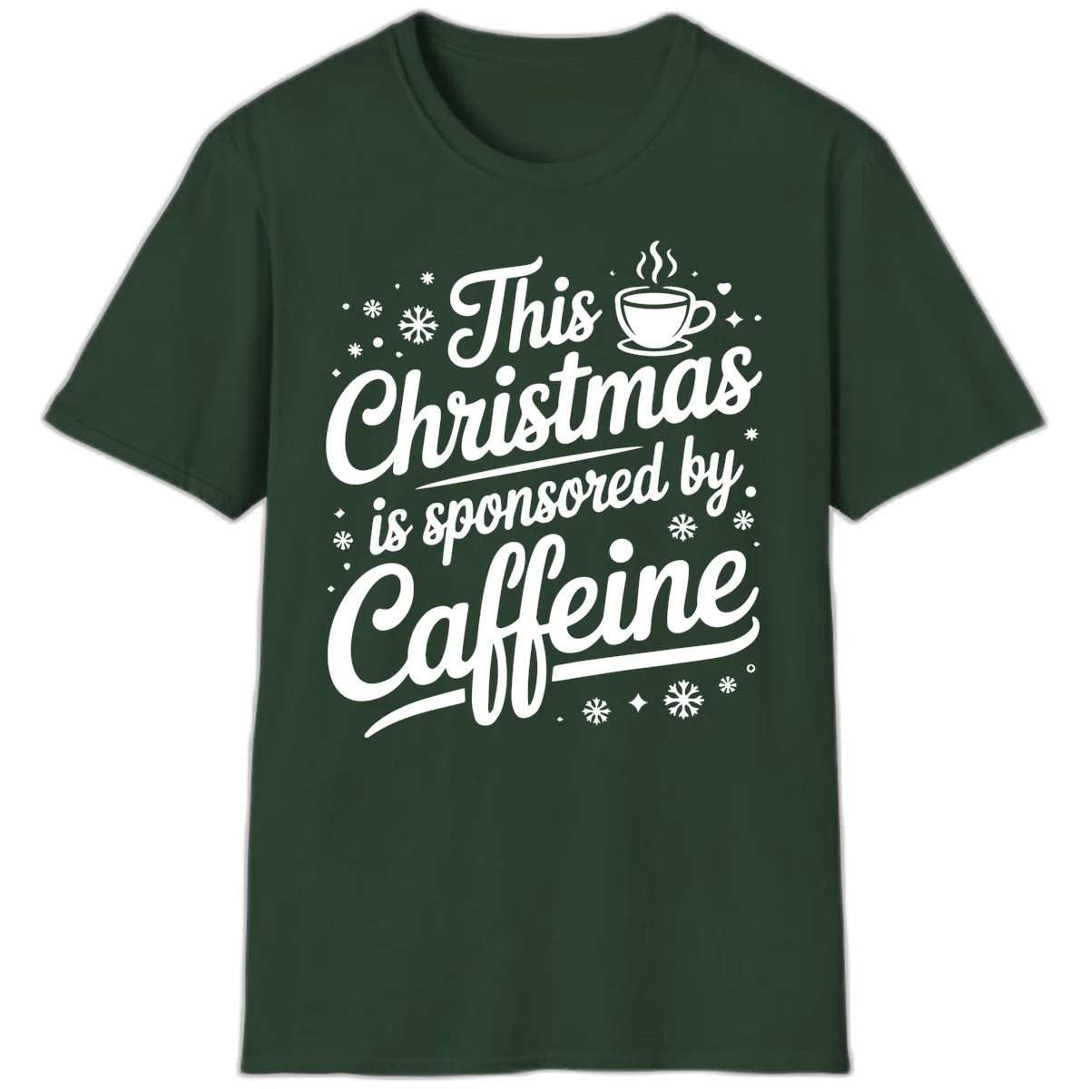 Christmas Caffeine Sponsored Design T-Shirt in Forest Green