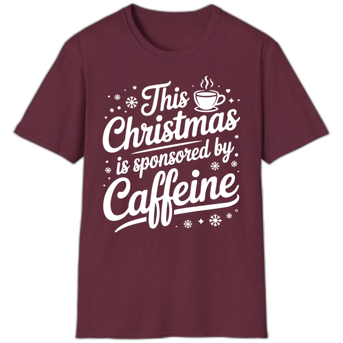 Christmas Caffeine Sponsored Design T-Shirt in Maroon