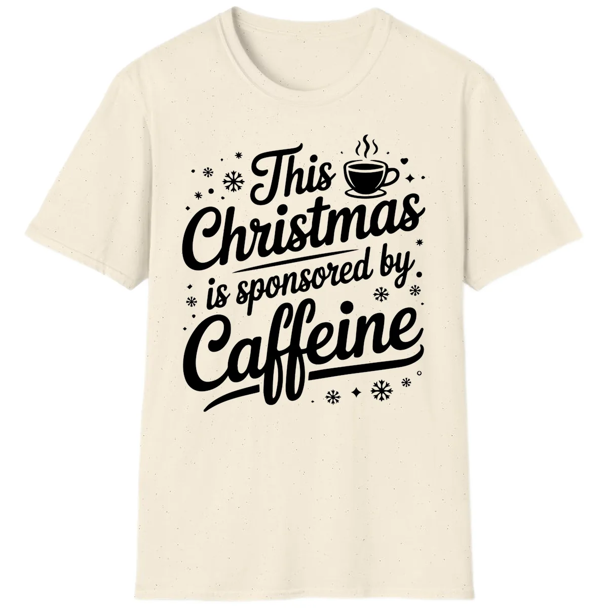 Christmas Caffeine Sponsored Design T-Shirt in Natural