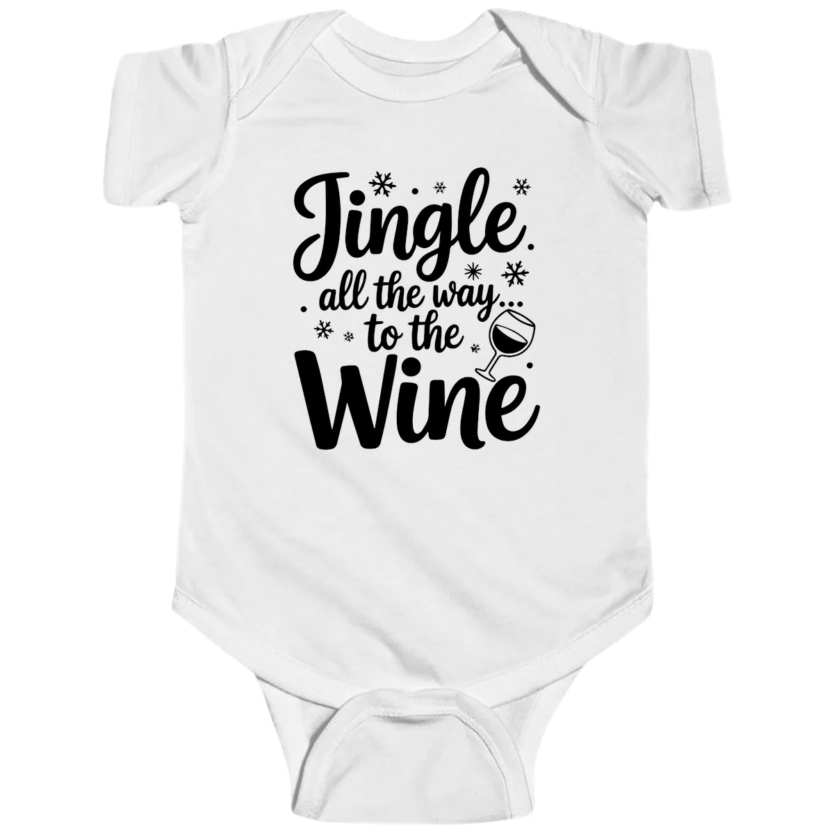 Jingle All The Way To The Wine Baby Onesie in White