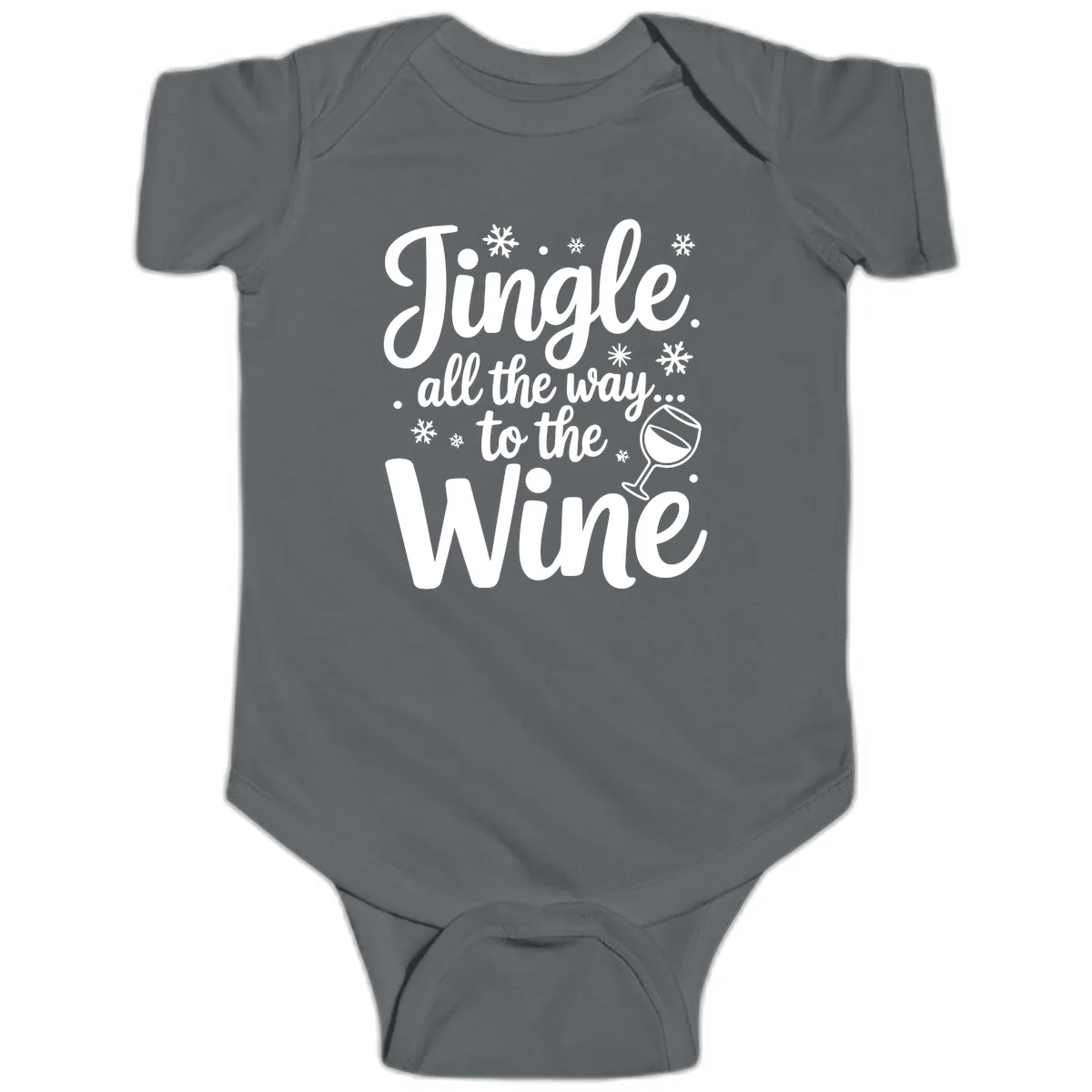 Jingle All The Way To The Wine Baby Onesie in Charcoal