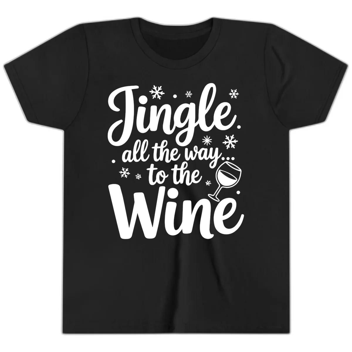 Jingle All The Way To The Wine Youth T-Shirt in Black