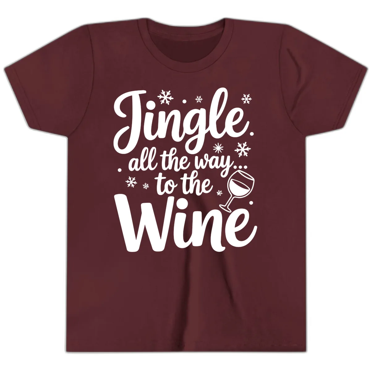 Jingle All The Way To The Wine Youth T-Shirt in Maroon
