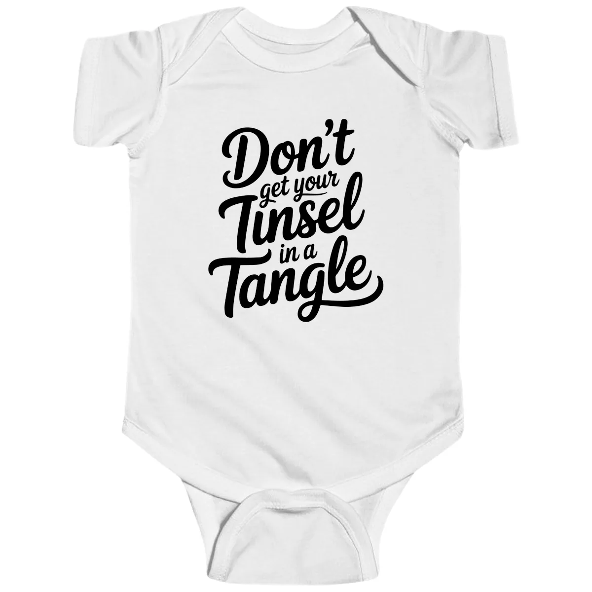 Don't Get Your Tinsel in a Tangle Baby Onesie in White
