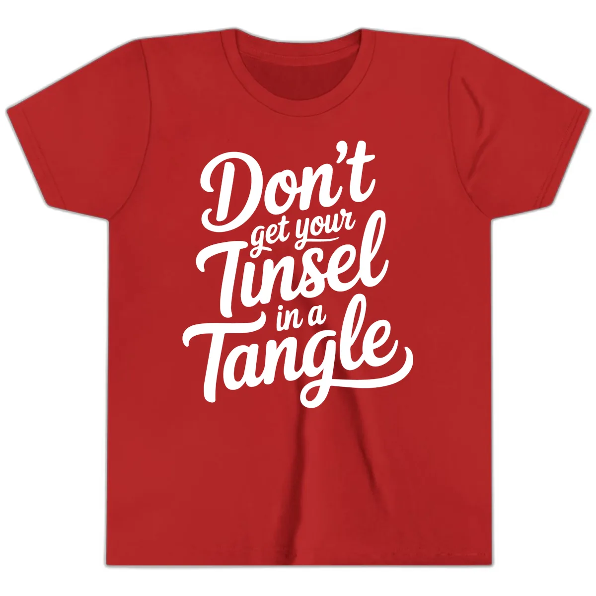 Don't Get Your Tinsel in a Tangle Youth T-Shirt in Red