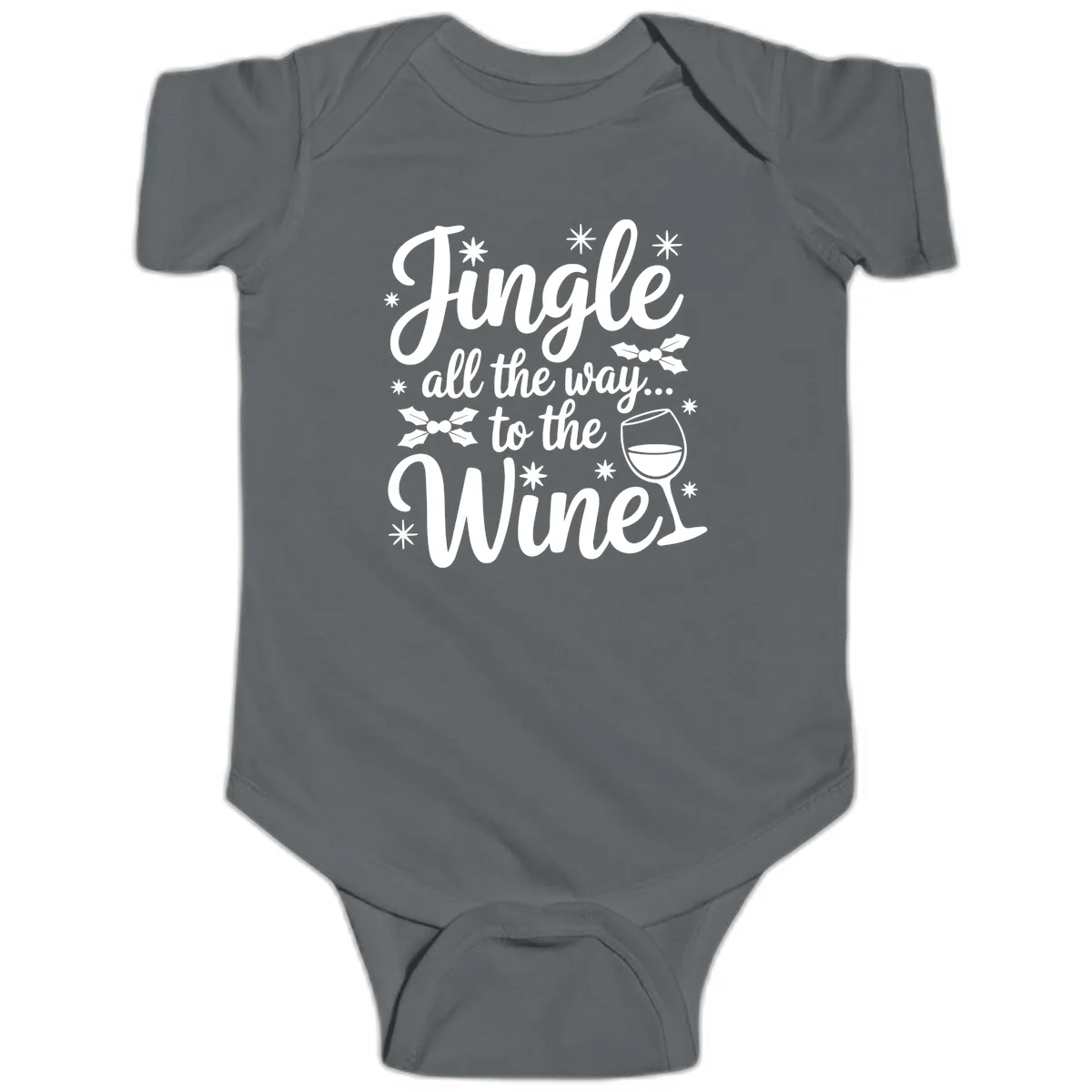 Jingle All The Way To The Wines Baby Onesie in Charcoal