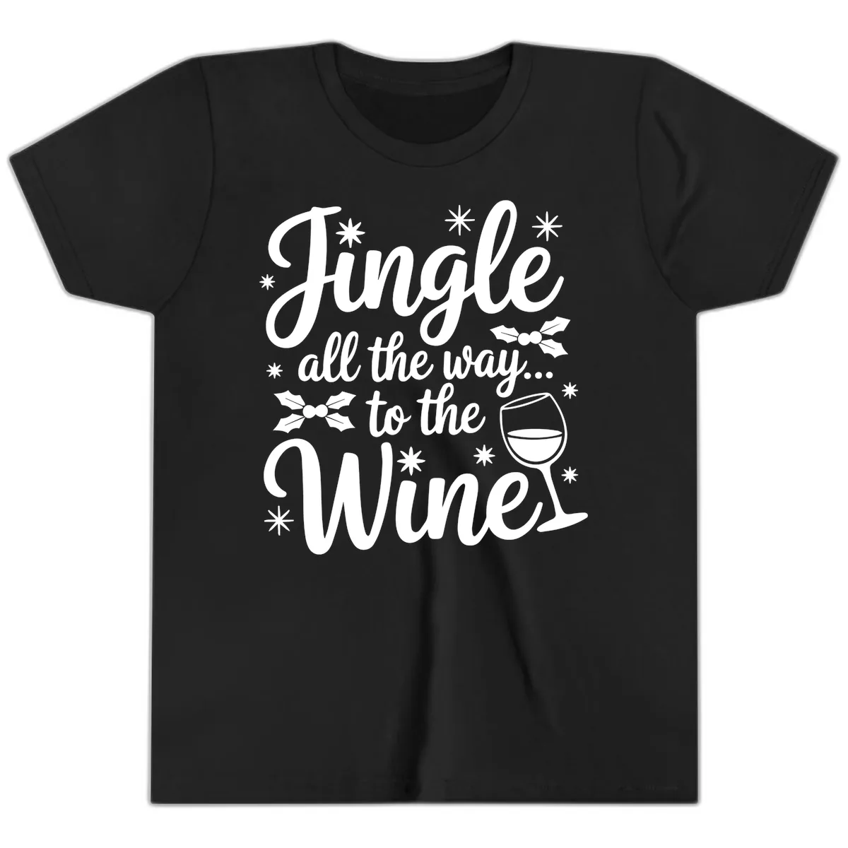 Jingle All The Way To The Wines Youth T-Shirt in Black