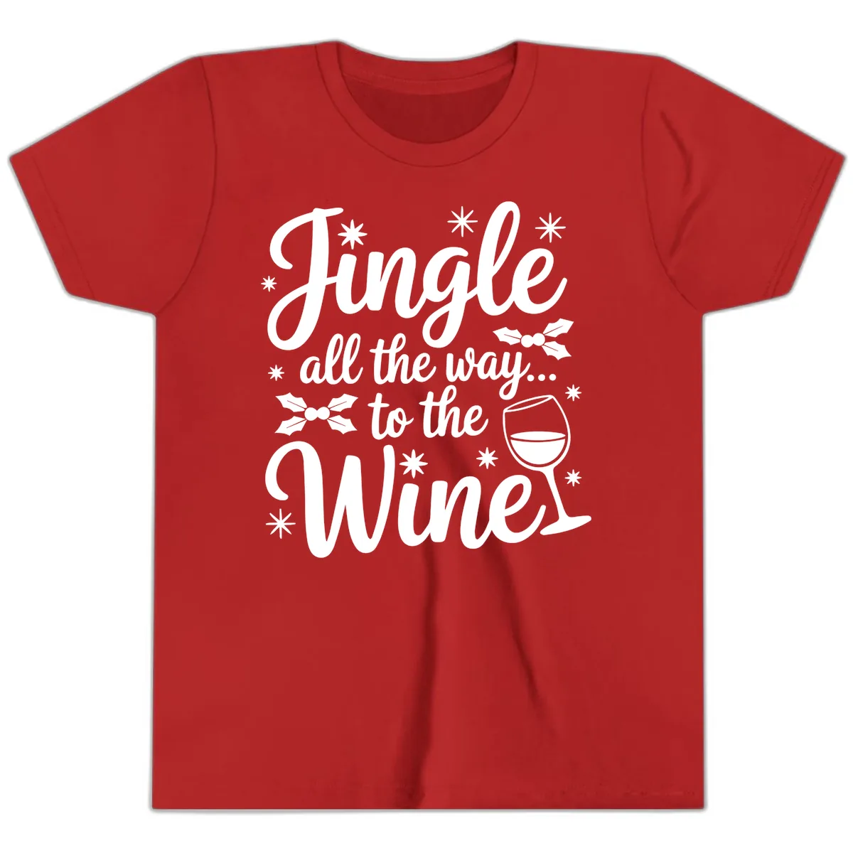 Jingle All The Way To The Wines Youth T-Shirt in Red
