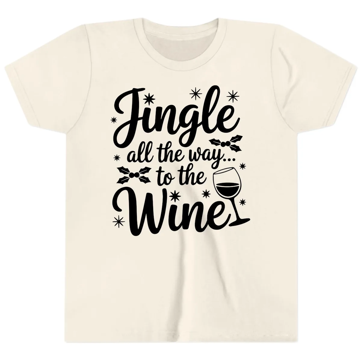 Jingle All The Way To The Wines Youth T-Shirt in Natural