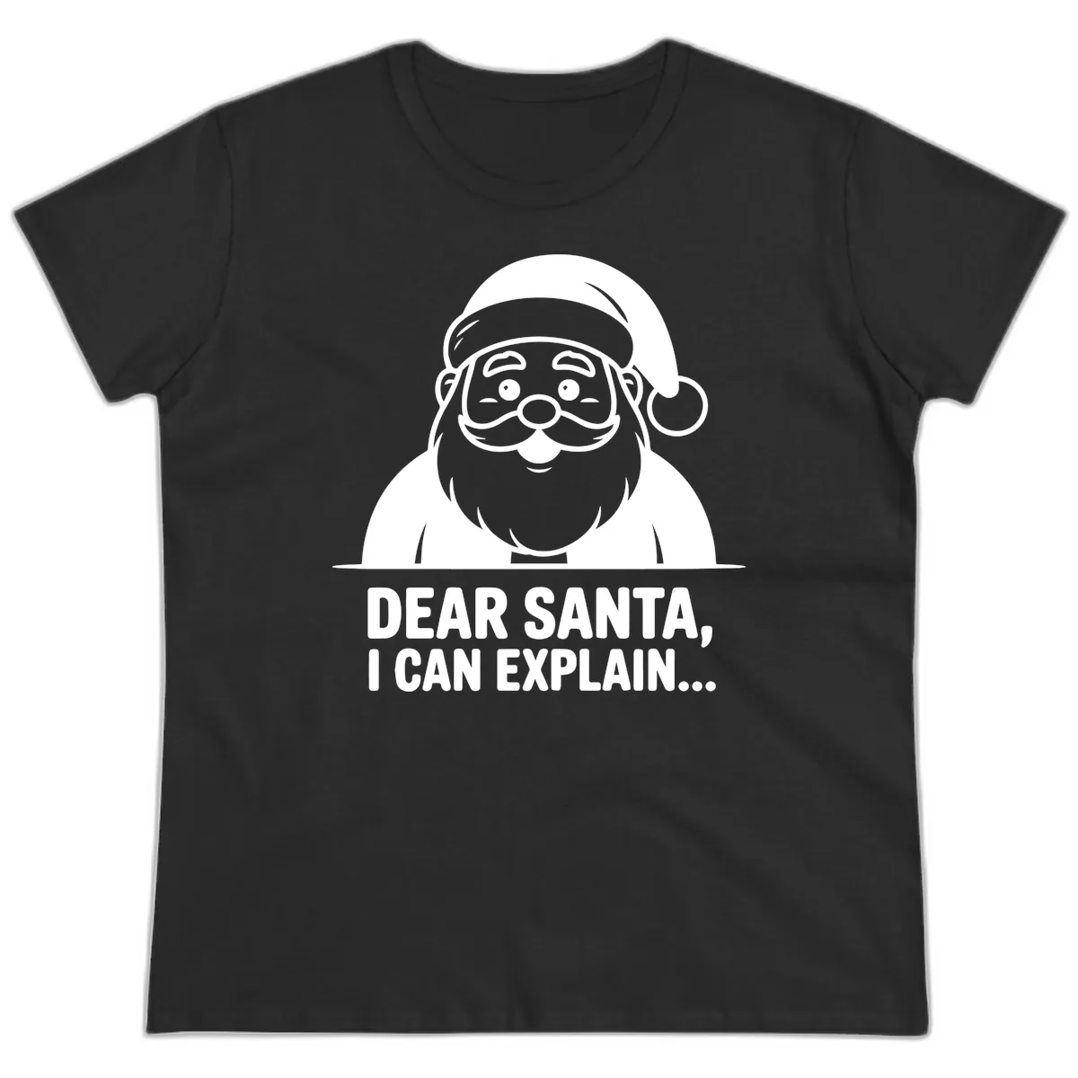 Dear Santa I Can Explain Ladies Tee in Black