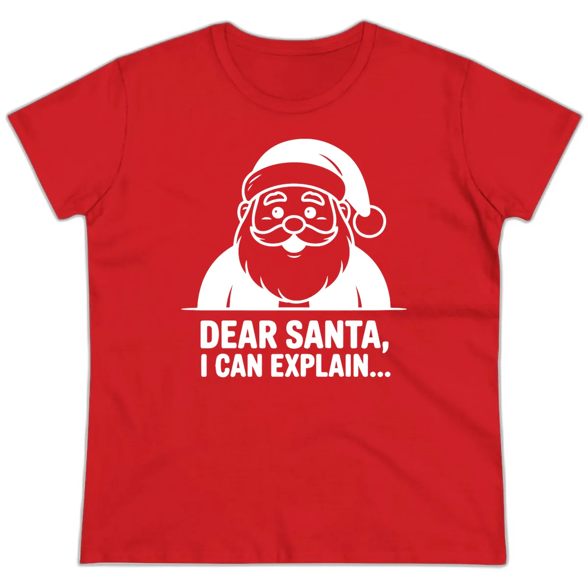 Dear Santa I Can Explain Ladies Tee in Red