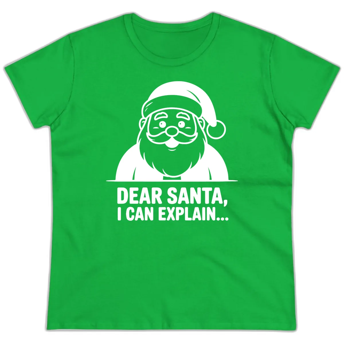 Dear Santa I Can Explain Ladies Tee in Irish Green
