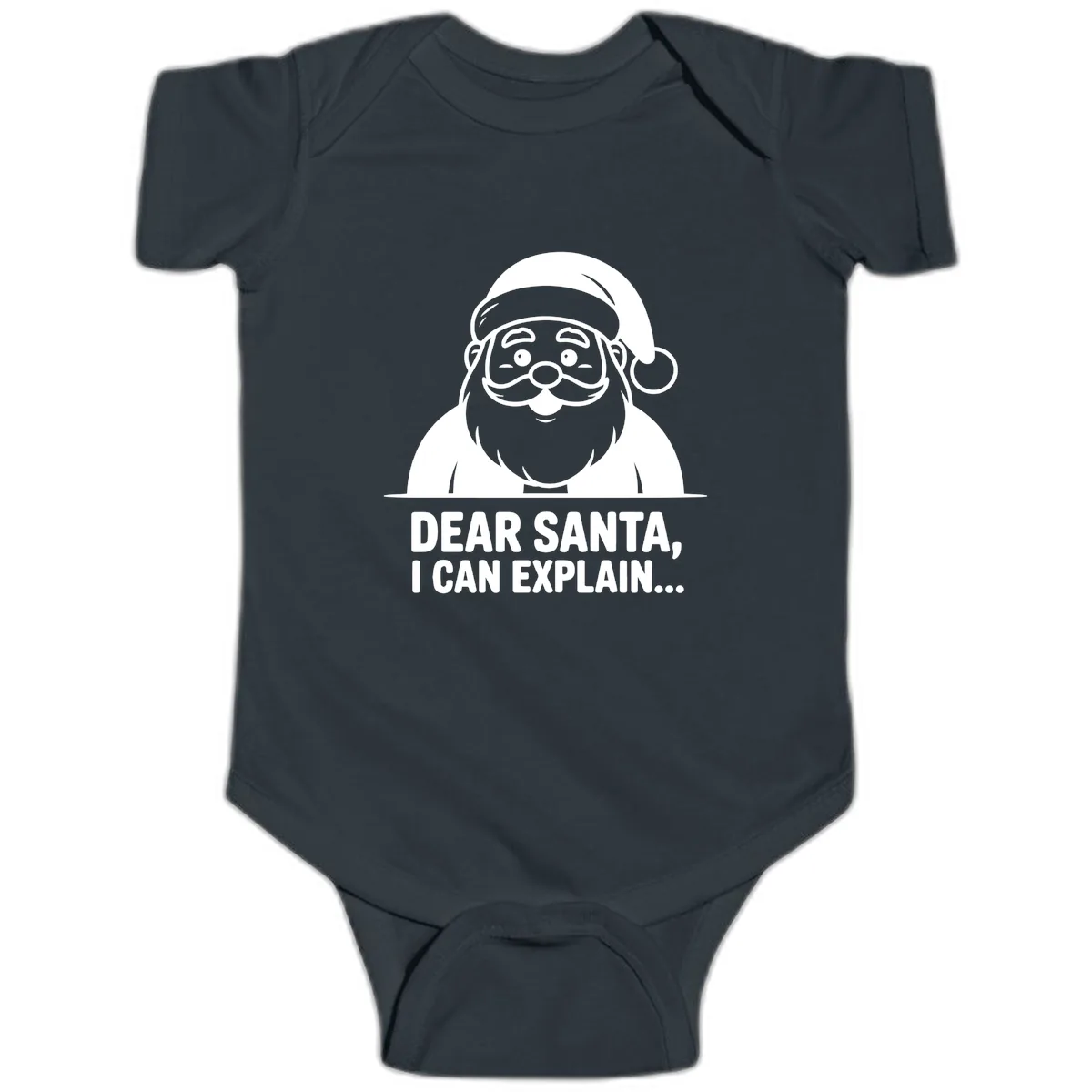 Dear Santa I Can Explain Baby Onesie in Black