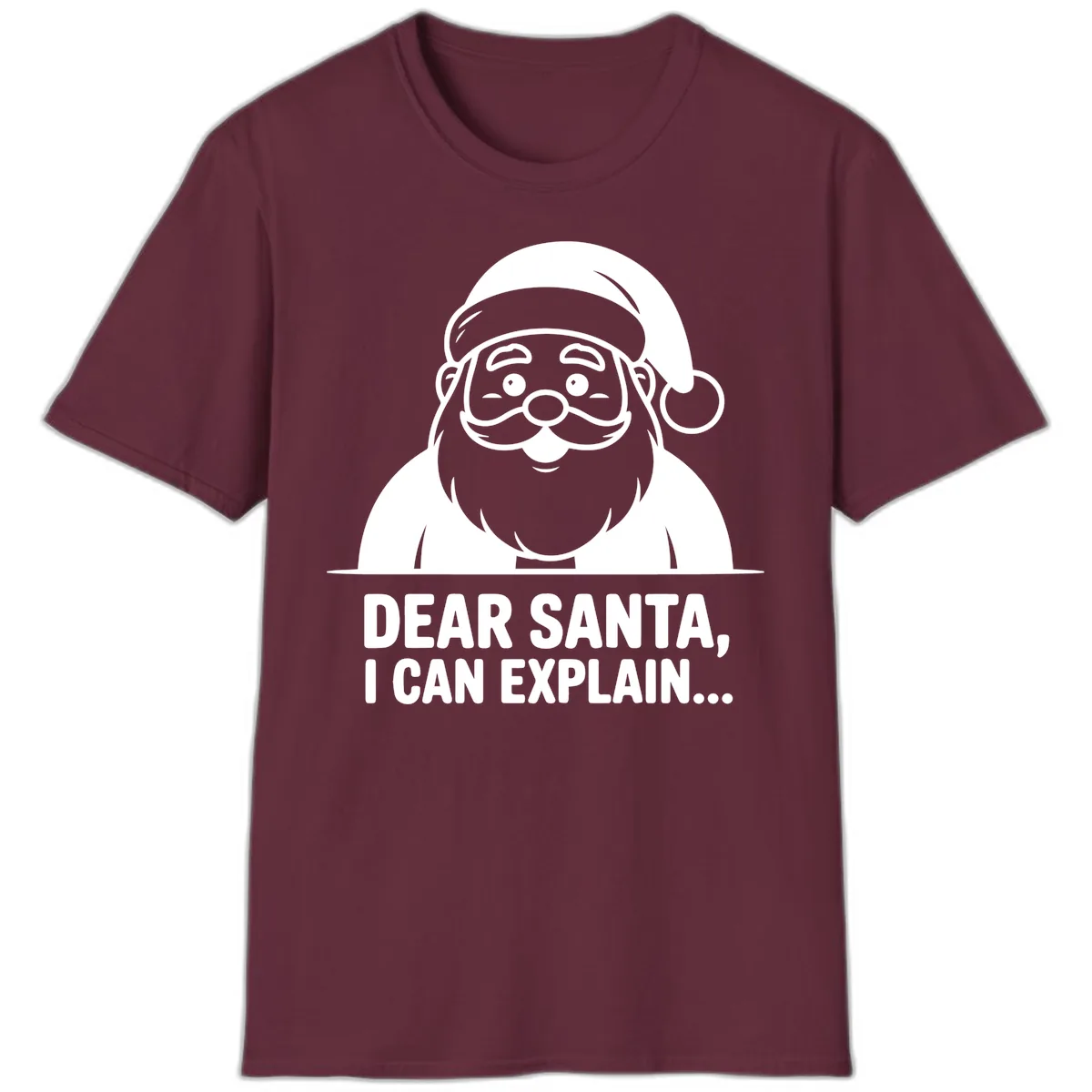 Dear Santa I Can Explain T-Shirt in Maroon