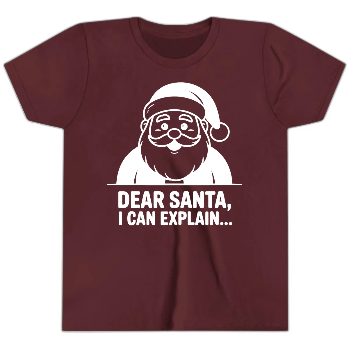 Dear Santa I Can Explain Youth T-Shirt in Maroon