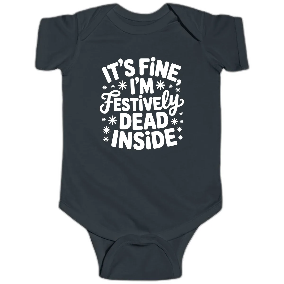 It's Fine I'm Festively Dead Inside Baby Onesie in Black