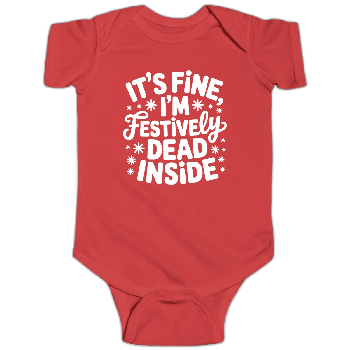It's Fine I'm Festively Dead Inside Baby Onesie in Red