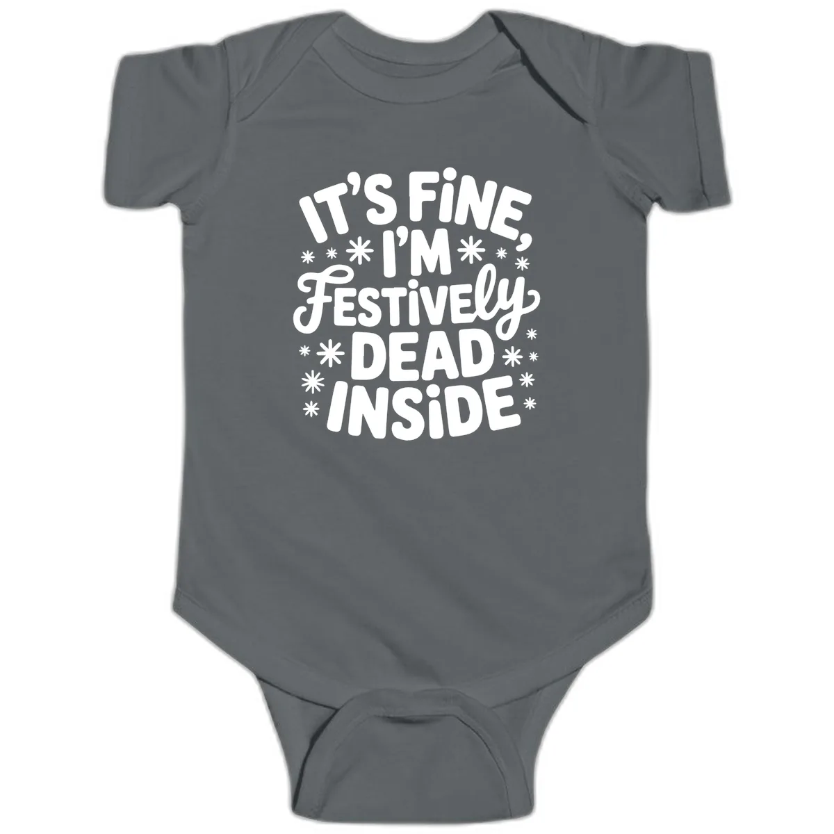 It's Fine I'm Festively Dead Inside Baby Onesie in Charcoal