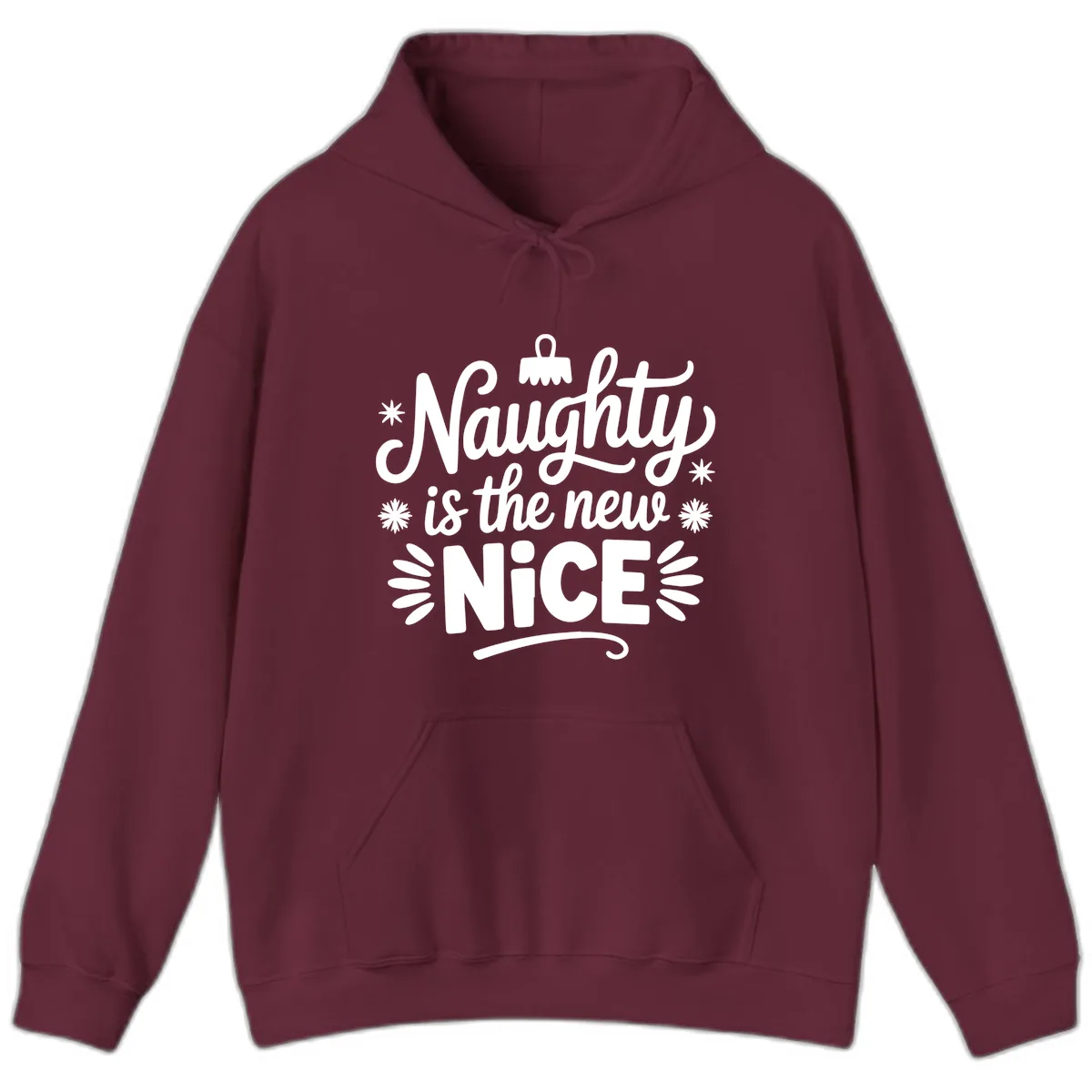 Naughty Is The New Nice Christmas Design Hoodie in Maroon