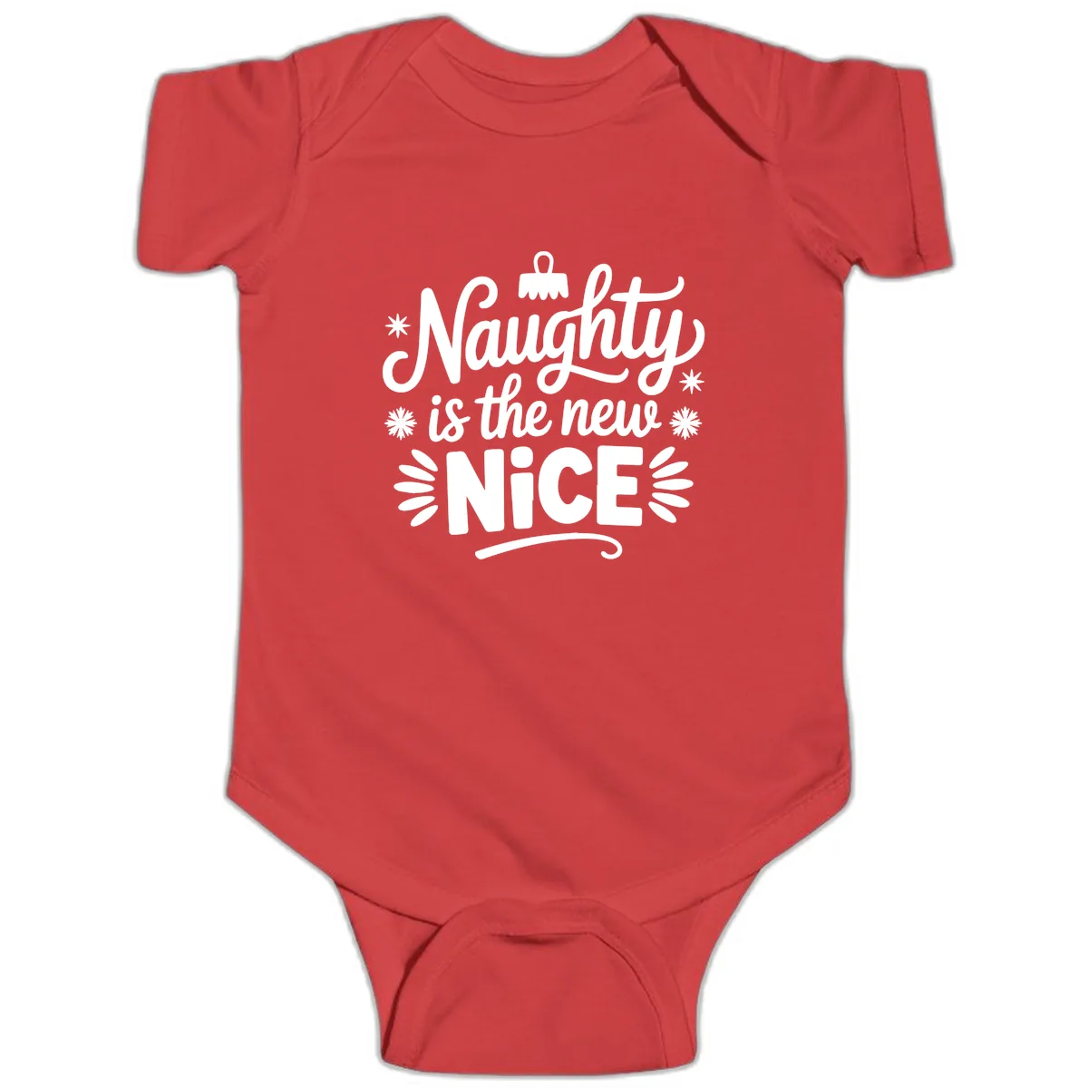 Naughty Is The New Nice Christmas Design Baby Onesie in Red