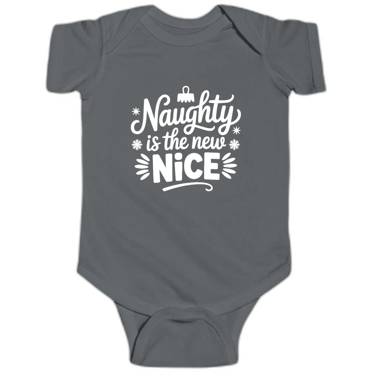 Naughty Is The New Nice Christmas Design Baby Onesie in Charcoal