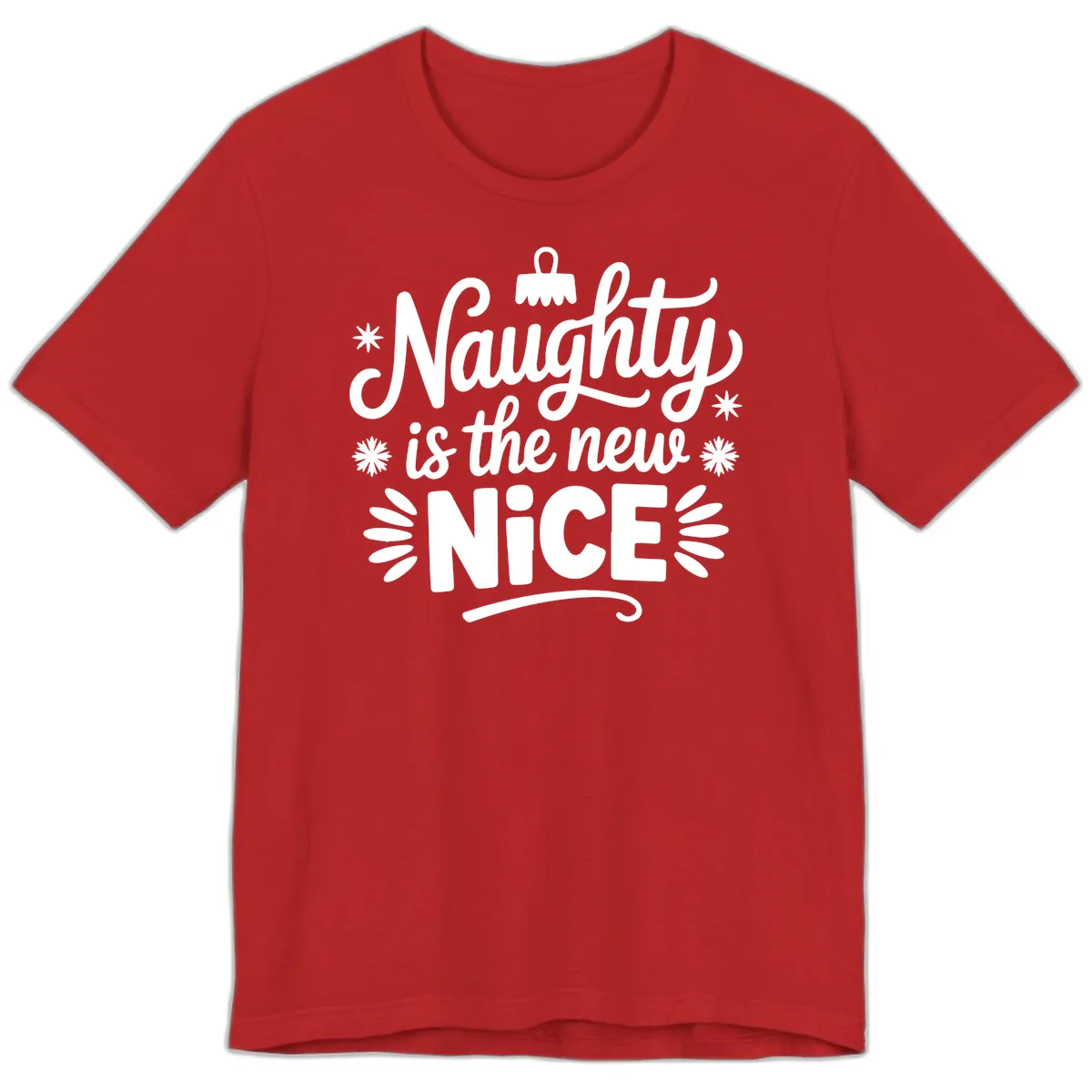 Naughty Is The New Nice Christmas Design Premium T-Shirt in Red