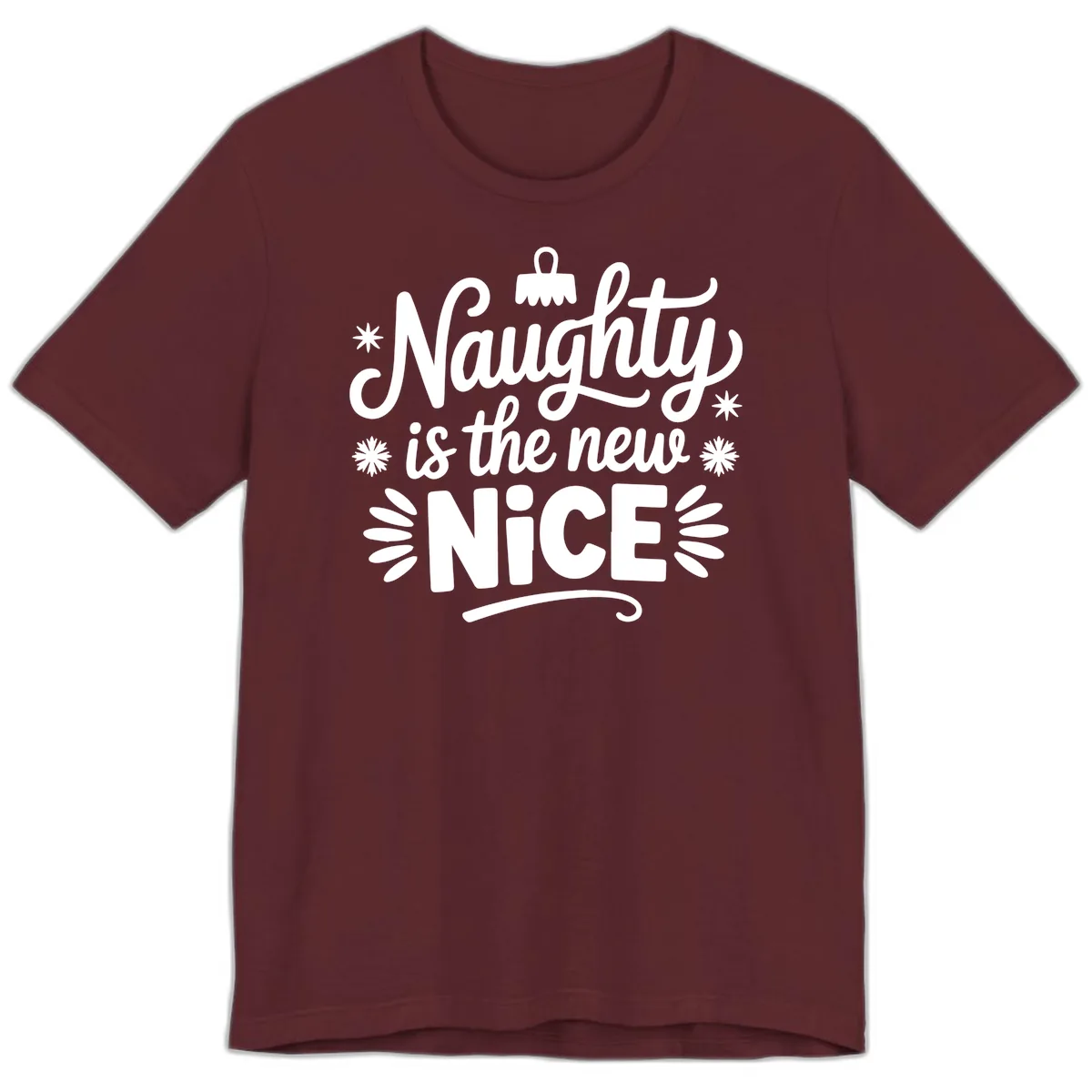 Naughty Is The New Nice Christmas Design Premium T-Shirt in Maroon