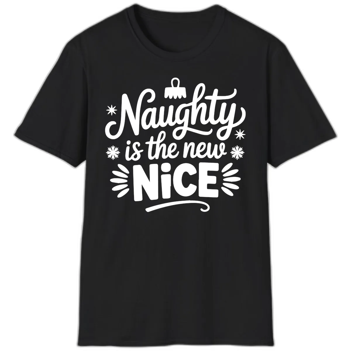 Naughty Is The New Nice Christmas Design T-Shirt in Black