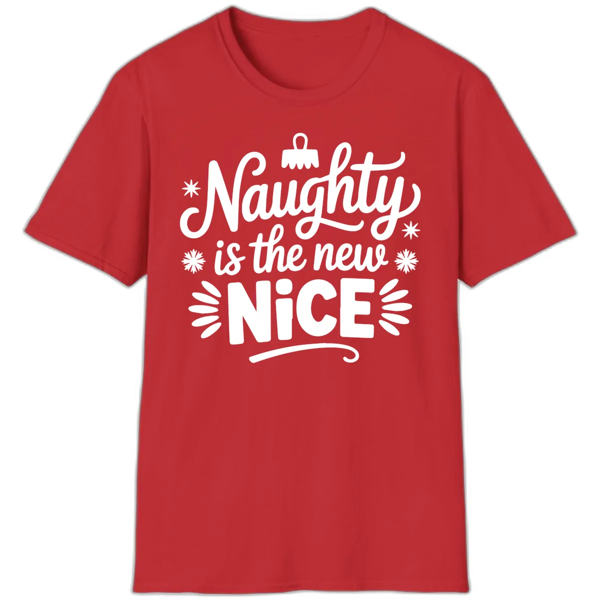 Naughty Is The New Nice Christmas Design T-Shirt in Red