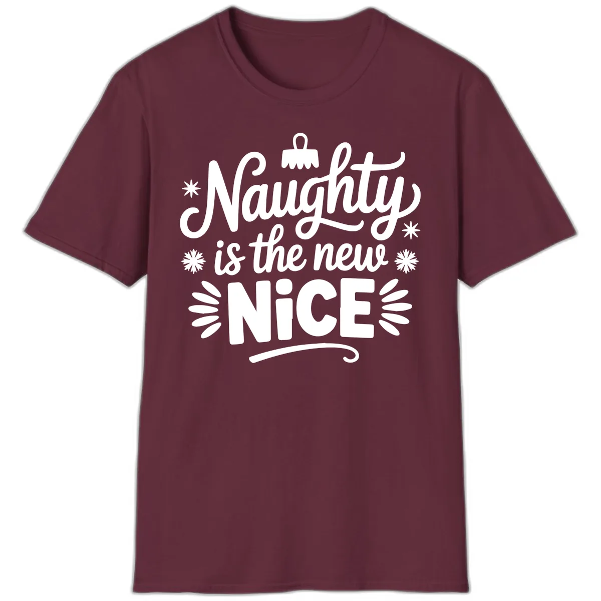 Naughty Is The New Nice Christmas Design T-Shirt in Maroon