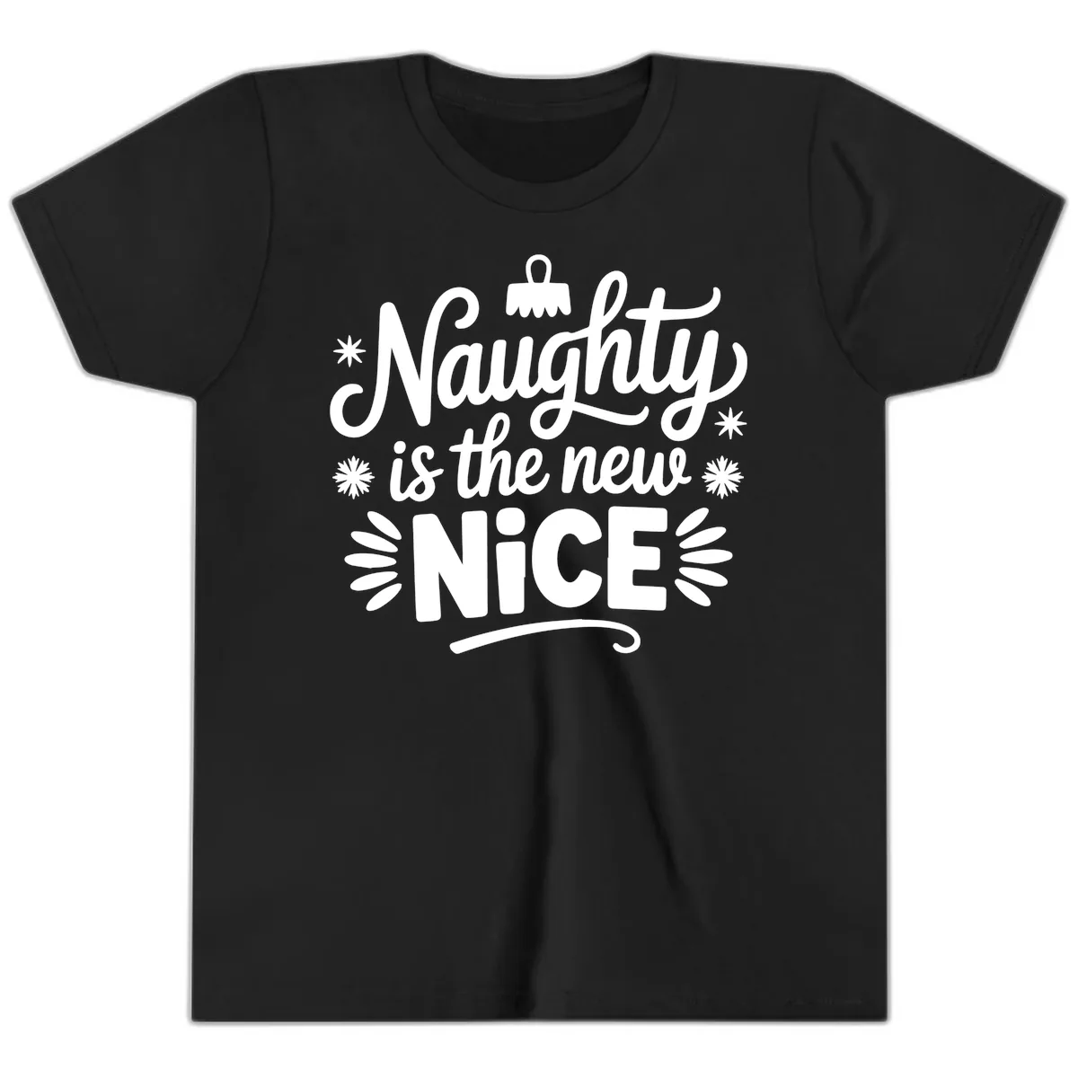 Naughty Is The New Nice Christmas Design Youth T-Shirt in Black