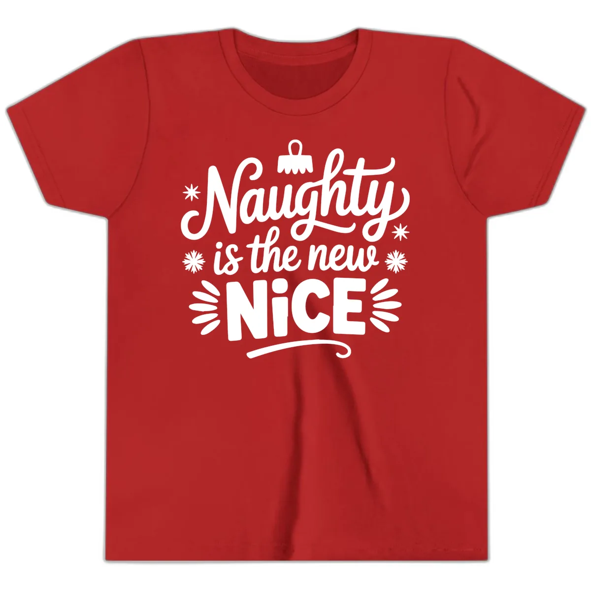 Naughty Is The New Nice Christmas Design Youth T-Shirt in Red