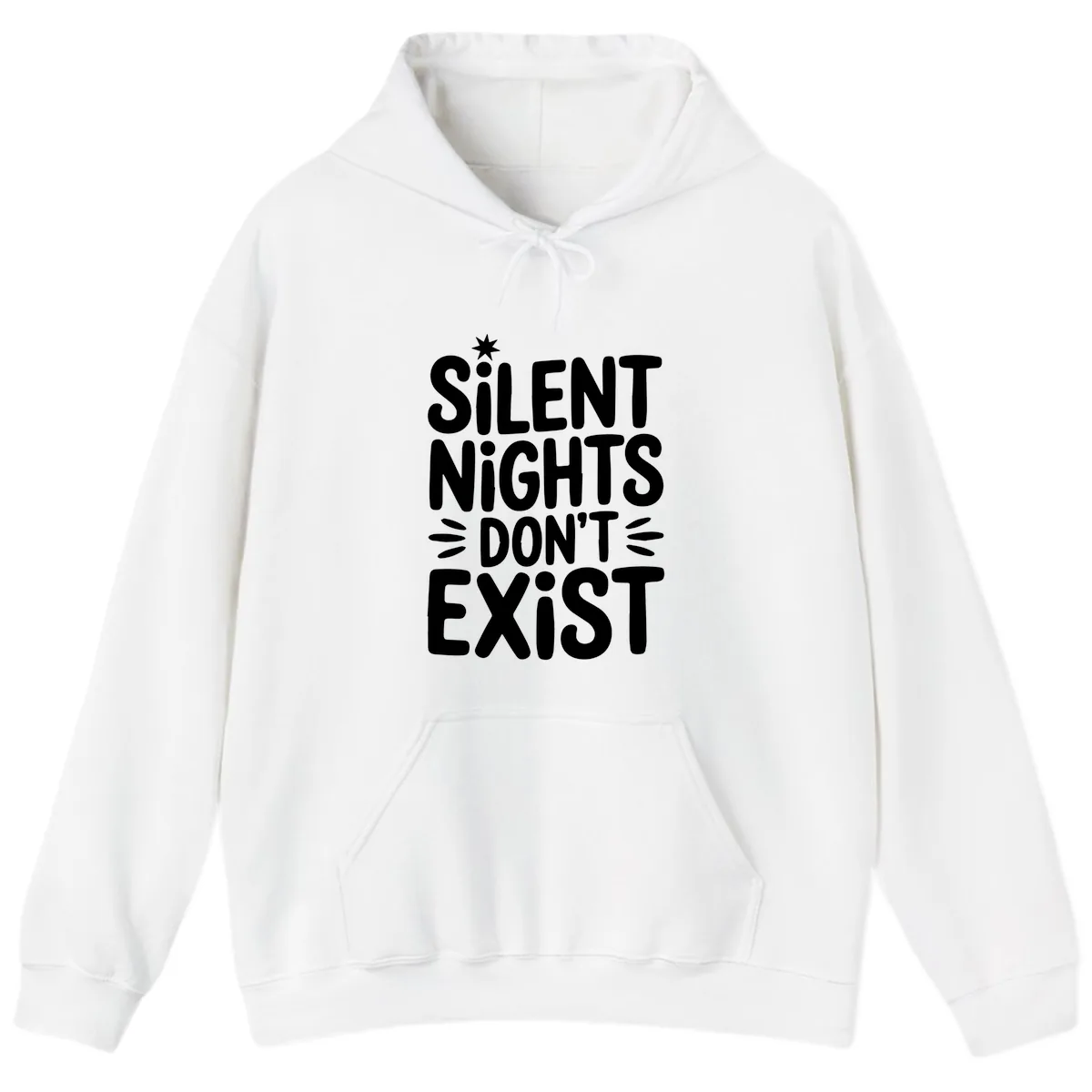 Silent Nights Don't Exist Typography Hoodie in White