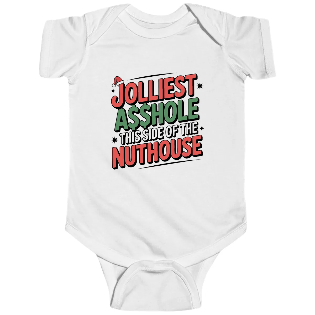 Nuthouse Christmas Asshole Baby Onesie in White