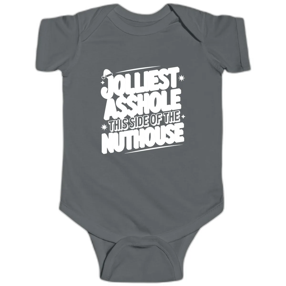 Nuthouse Christmas Asshole Baby Onesie in Charcoal