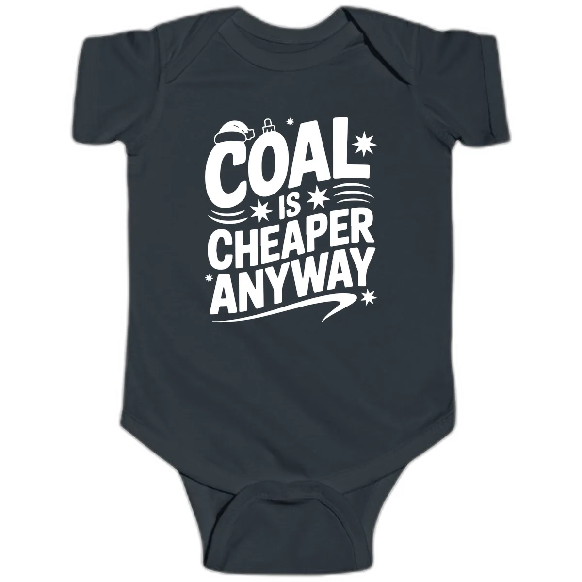 Coal Is Cheaper Anyway Christmas Design Baby Onesie in Black