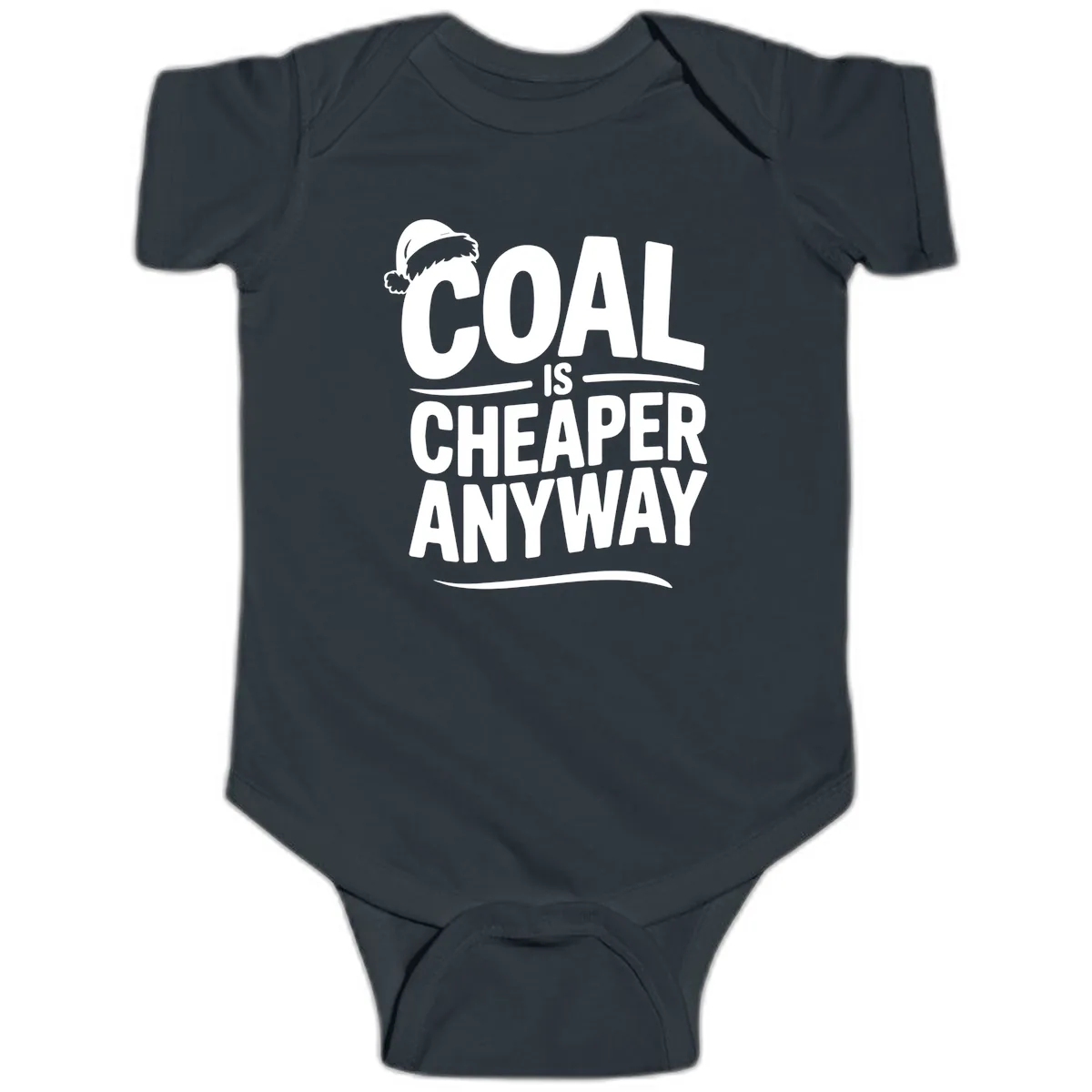 Coal Is Cheaper Anyway Christmas Design Baby Onesie in Black