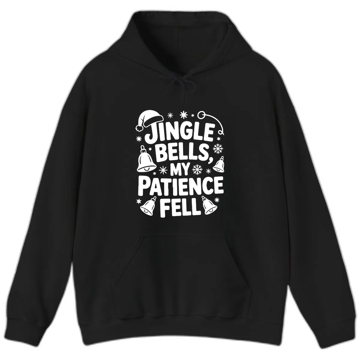 Jingle Bells My Patience Fell Hoodie in Black