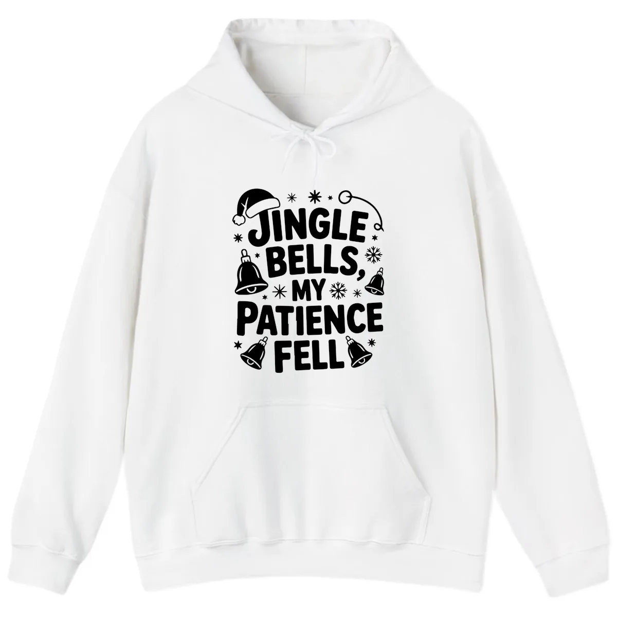 Jingle Bells My Patience Fell Hoodie in White
