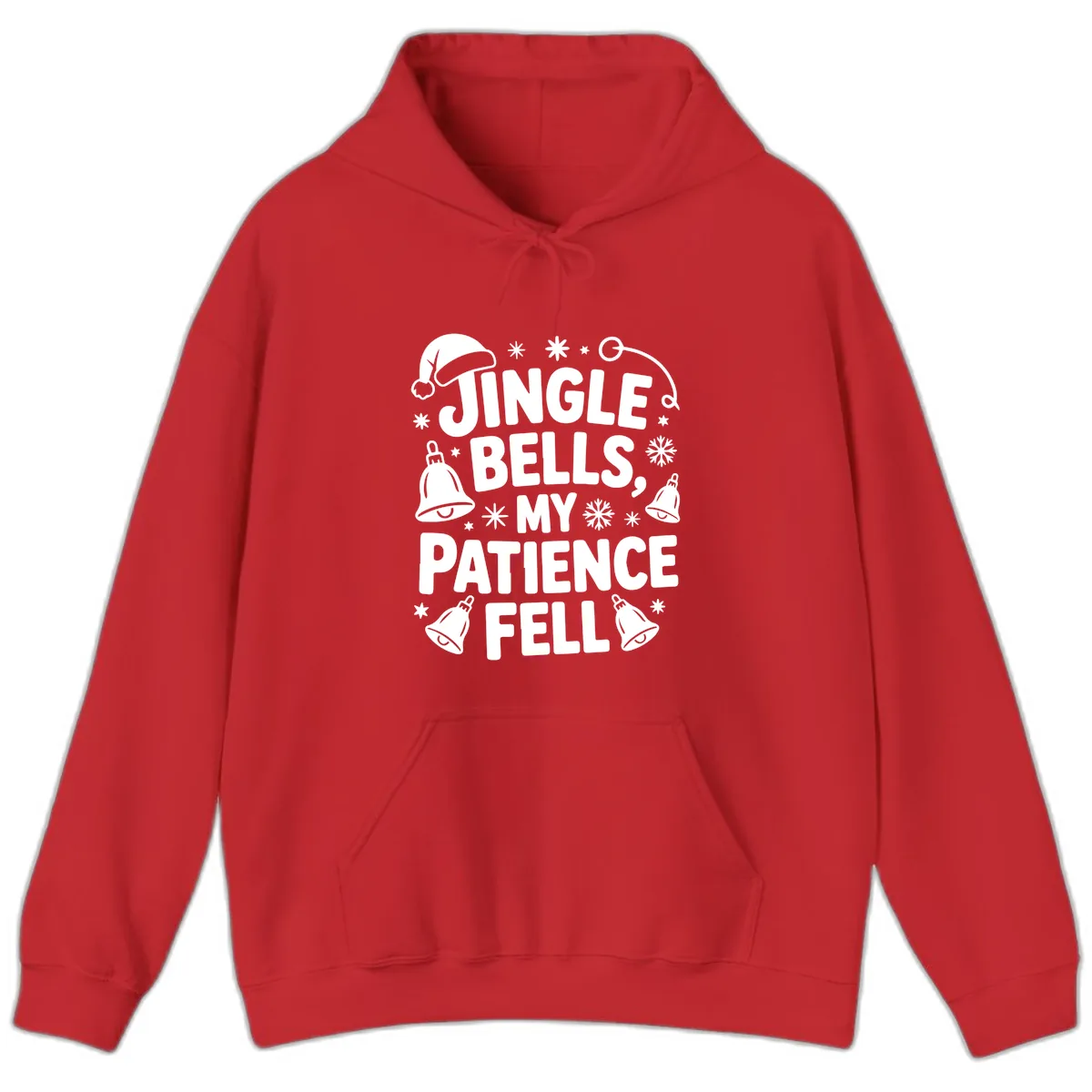 Jingle Bells My Patience Fell Hoodie in Red