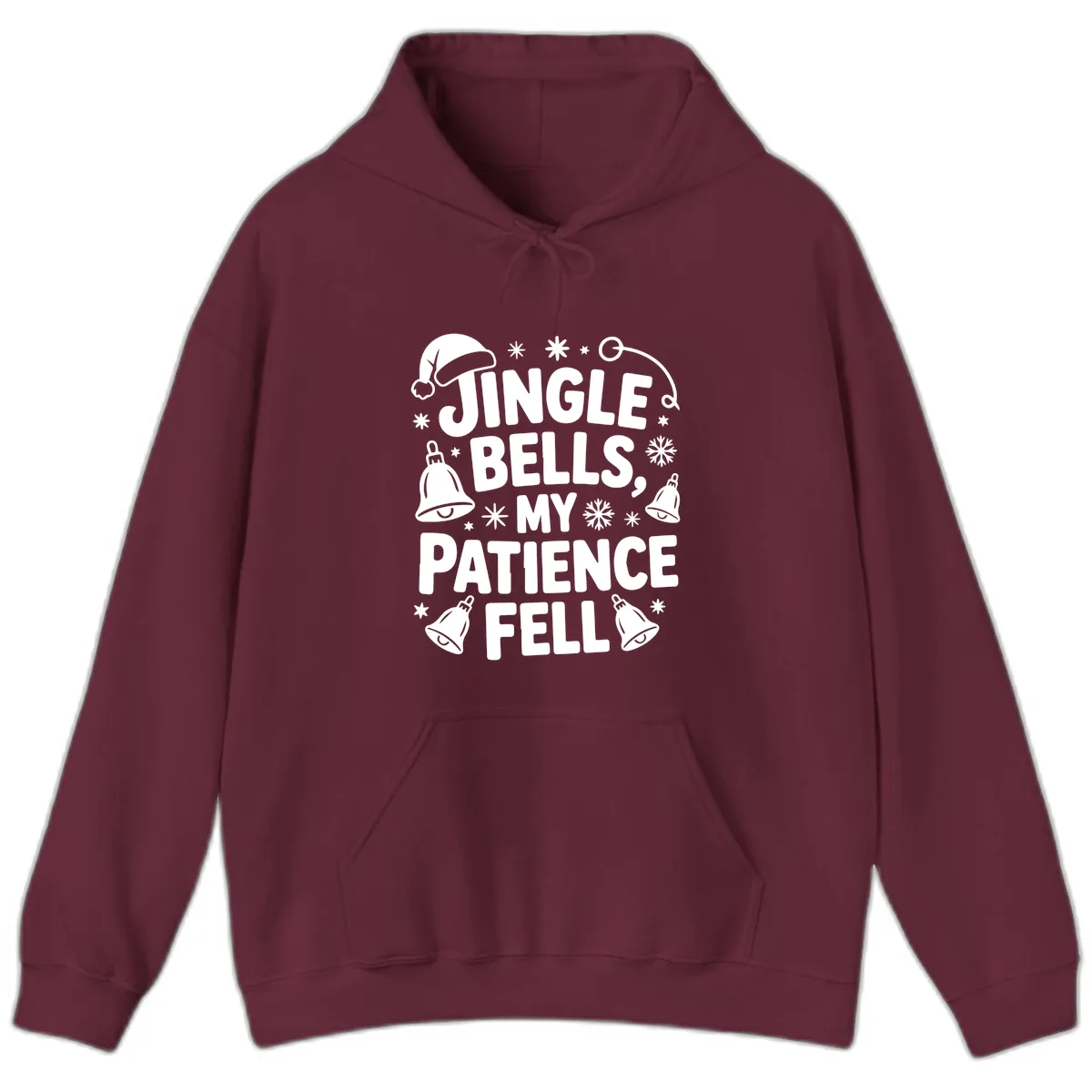 Jingle Bells My Patience Fell Hoodie in Maroon