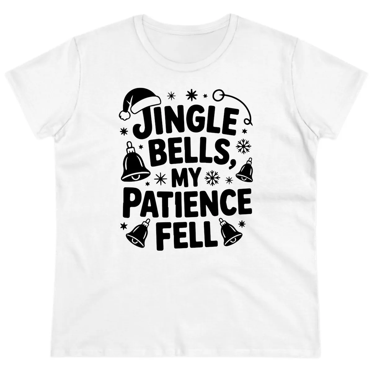 Jingle Bells My Patience Fell Ladies Tee in White