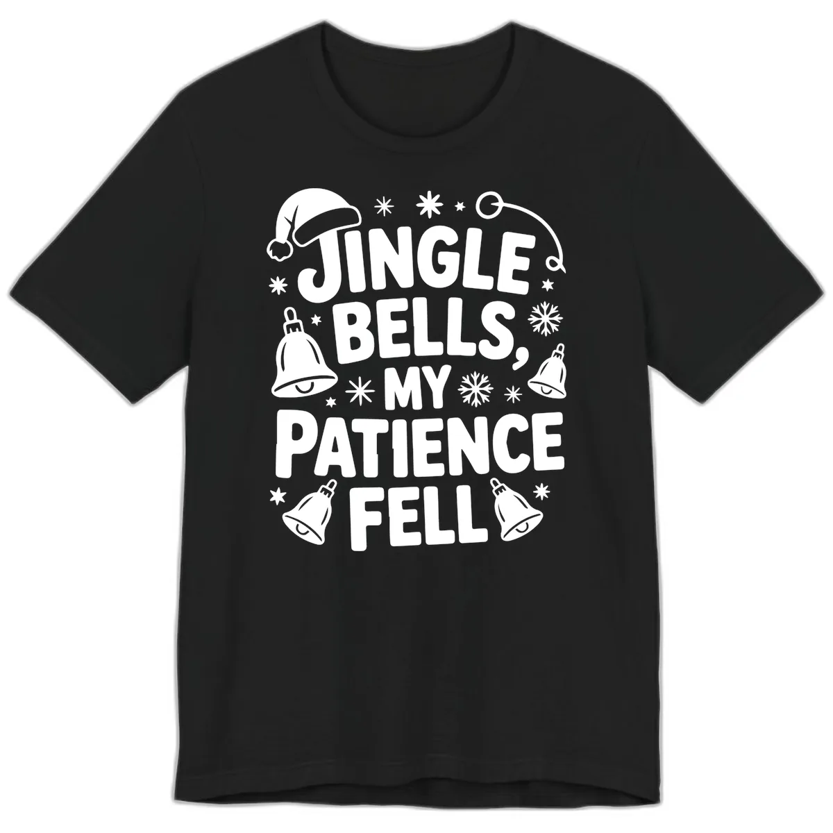 Jingle Bells My Patience Fell Premium T-Shirt in Black