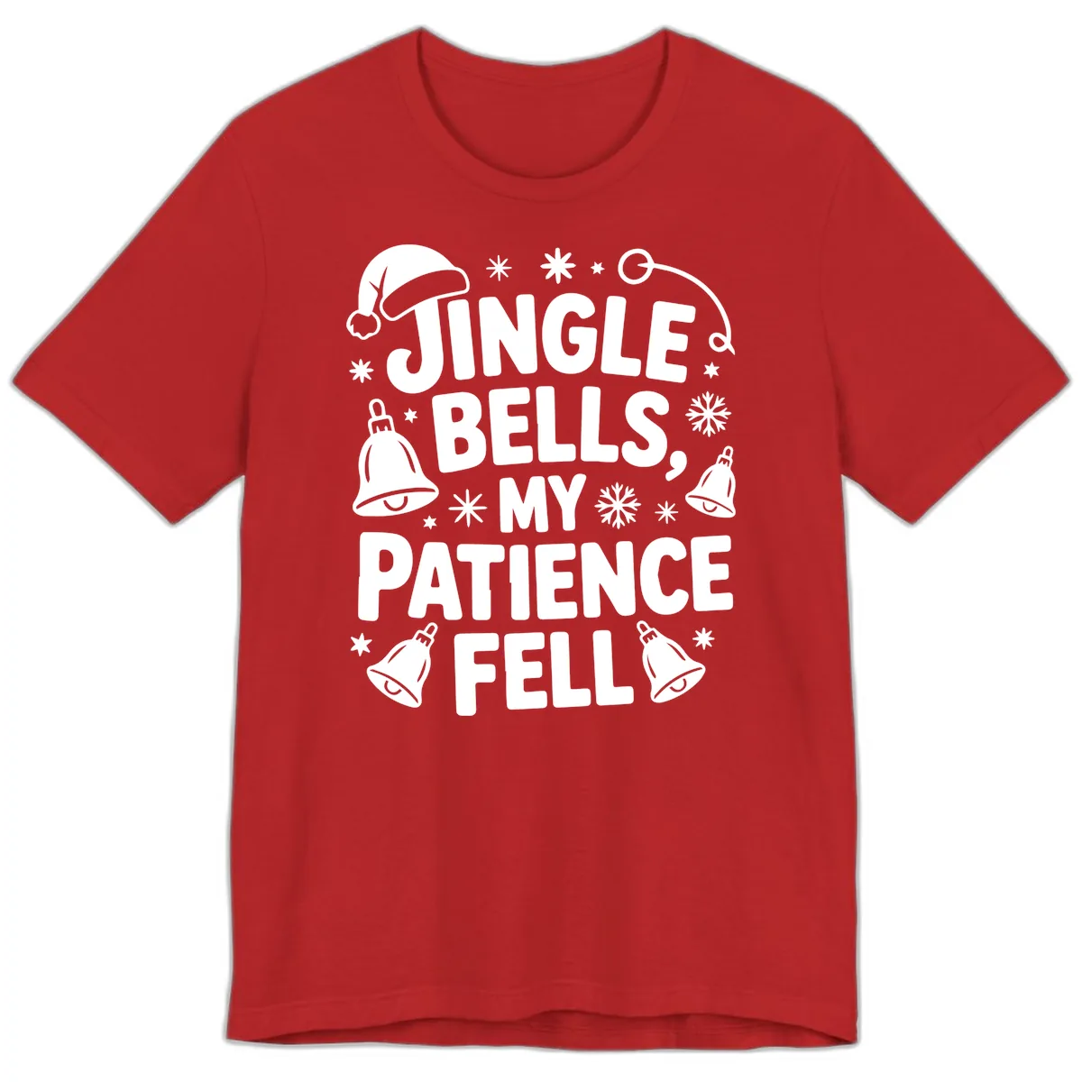 Jingle Bells My Patience Fell Premium T-Shirt in Red