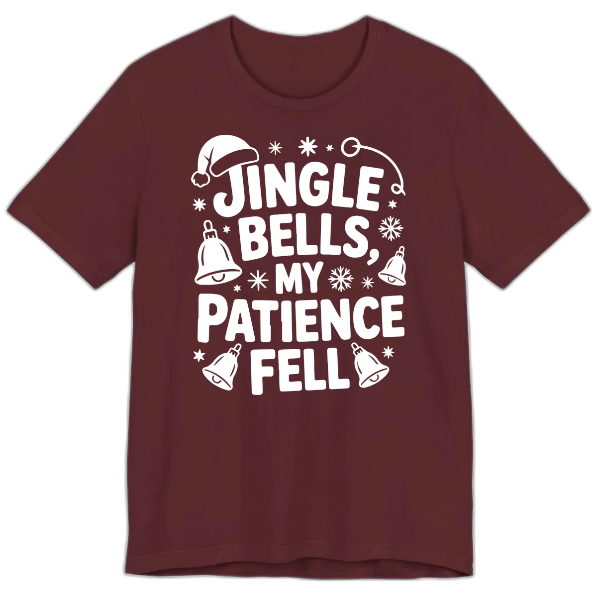Jingle Bells My Patience Fell Premium T-Shirt in Maroon