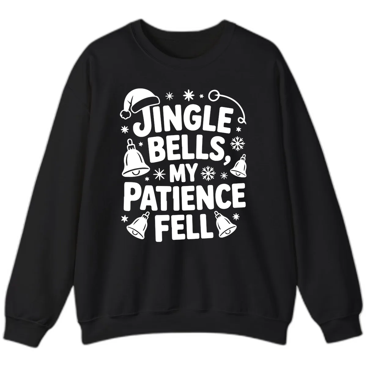 Jingle Bells My Patience Fell Sweatshirt in Black